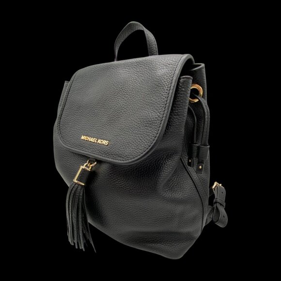 Michael Kors Bedford Black Drawstring Backpack with Gold Hardware - Picture 3 of 9